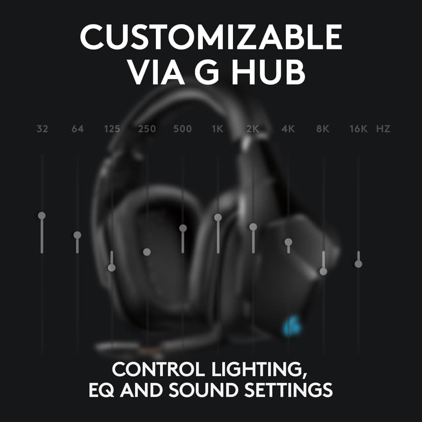 Logitech Gaming Headset G935 Headset 3,5 mm kontakt Surround-ljud Blå, Svart