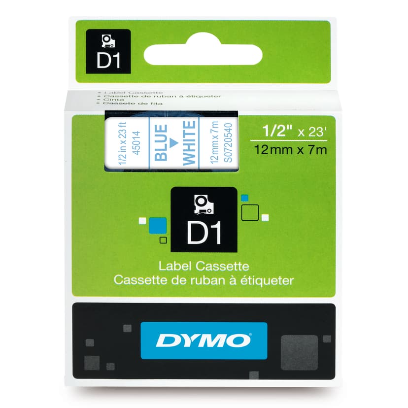 Dymo Tape D1 12mm Blå/Hvit