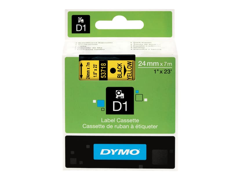 Dymo Tape D1 24mm Sort/Gul