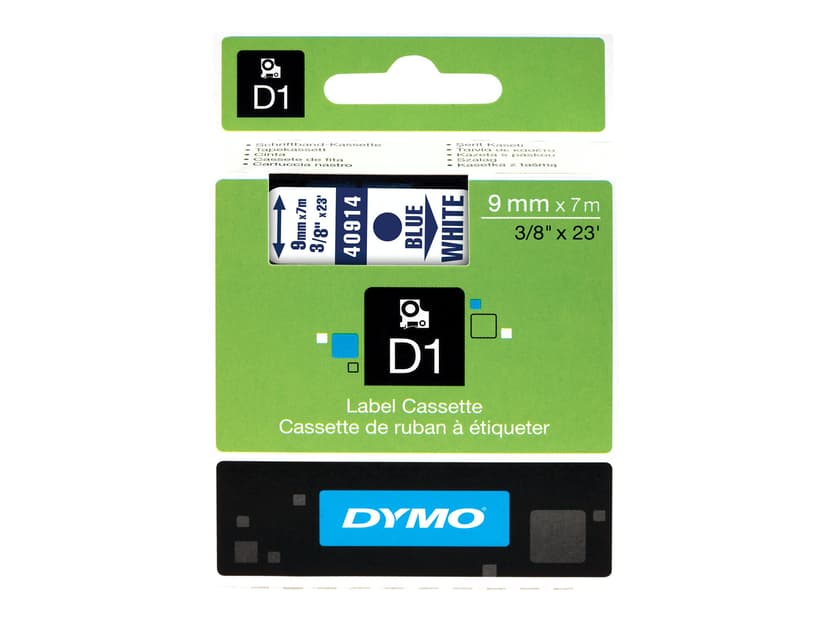 Dymo Tape D1 9mm Blå/Hvid