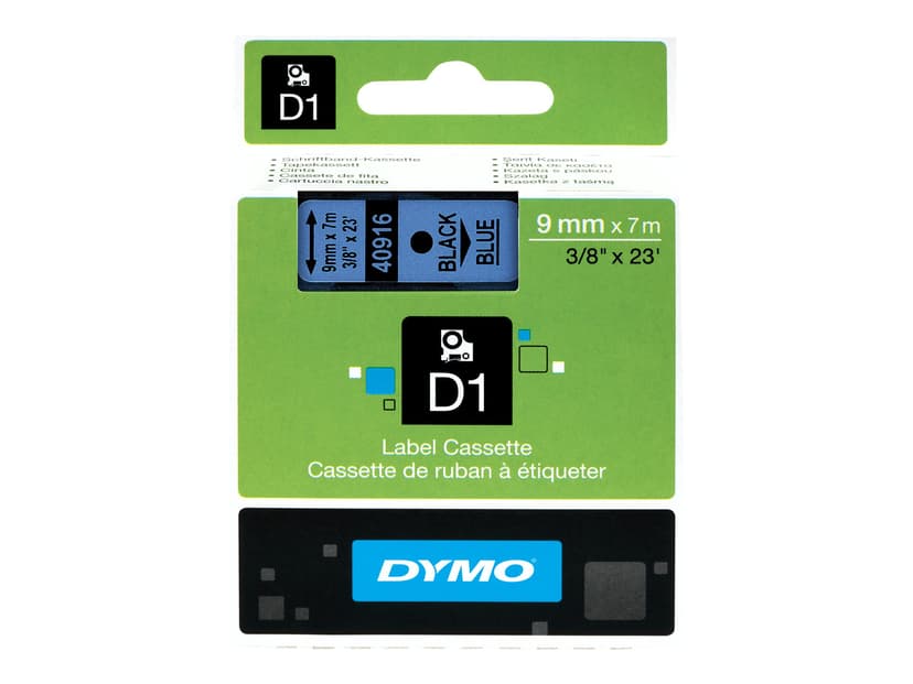 Dymo Tape D1 9mm Sort/Blå