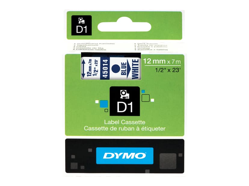Dymo Tape D1 12mm Blå/Hvid