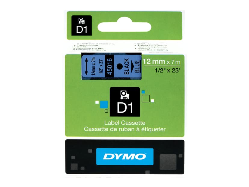 Dymo Tape D1 12mm Sort/Blå