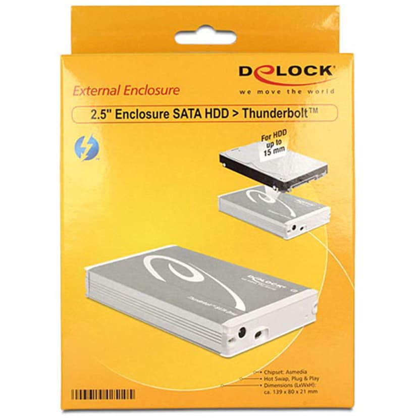 Delock 2.5? External Enclosure SATA HDD > Thunderbolt 2.5" Thunderbolt Sølv