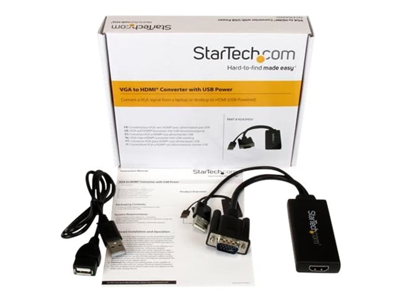 Startech VGA To HDMI Portable Adapter Converter W/ USB Audio & Power Videomuunnin USB, VGA Uros HDMI Naaras