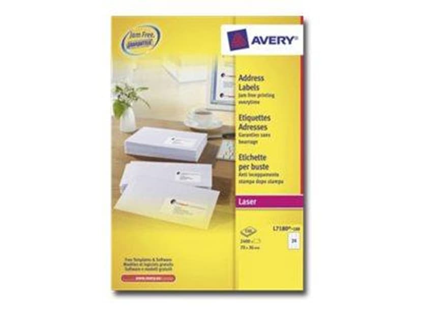 Avery Etiketter Adress Laser 70x36 100-Ark