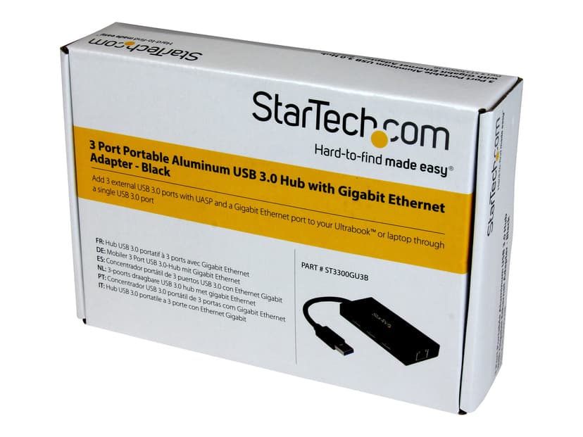 Startech 3 Port Portable USB 3.0 Hub with Gigabit Ethernet Adapter NIC USB Hub