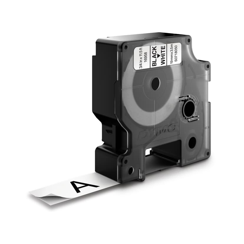 Dymo Tape D1 19mm Sort/Hvid Flexible