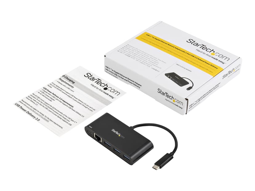 Startech USB-C to Ethernet Adapter with 3-Port USB 3.0 Hub