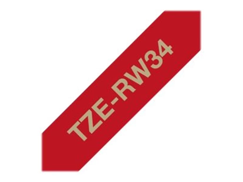 Brother Tape Tygband 12mm TZe-RW34 Guld/Vinröd
