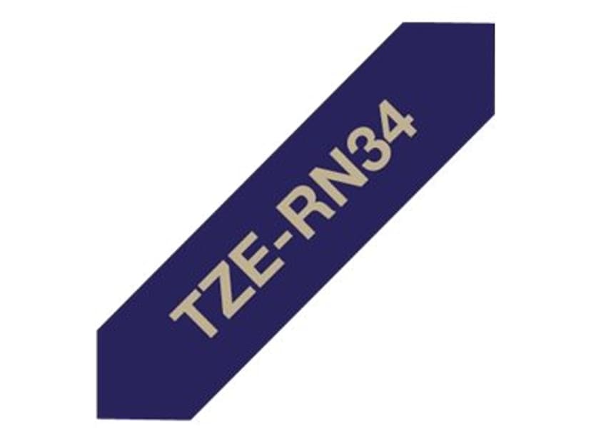 Brother Tape stoffbånd 12mm TZe-RN34 Gull/Mørkblå