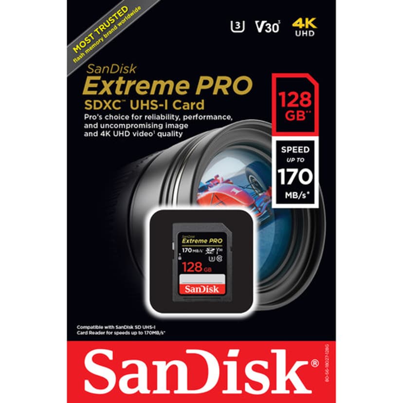 SanDisk Extreme Pro 128GB SDXC UHS-I minneskort
