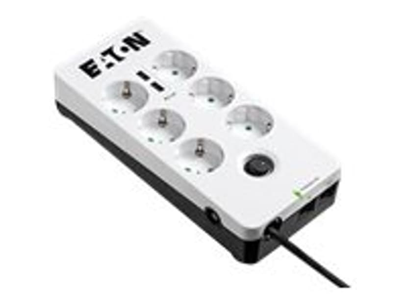 Eaton Protection Box 6 stikkontakt + 2 USB + 1 Tele 10A Ekstern 6st Hvit