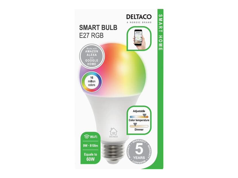 Deltaco Smart Home LED-lyspære RGB