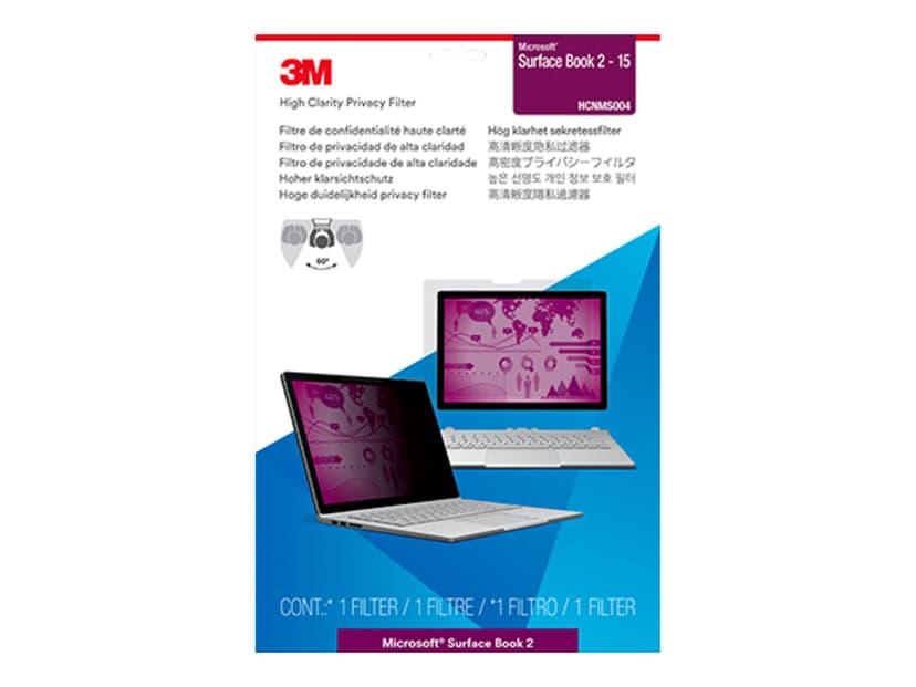 3M High Clarity Privacy Filter for Microsoft Surface Book 2 – 15" bærbar datamaskin 15"