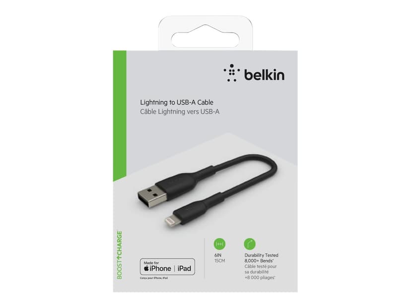 Belkin Lightning To USB-A Cable 0.15m Svart