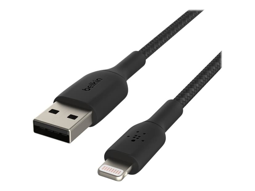 Belkin Lightning Till USB-A Kabel Flätad 2m Svart