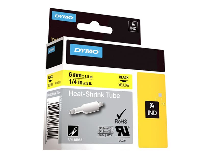 Dymo Tape RhinoPRO Heat Shrink 6mm Sort/Gul