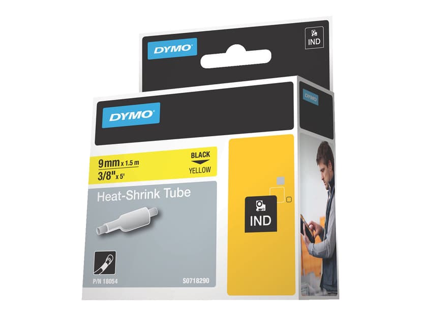 Dymo Tape RhinoPRO Heat Shrink 9mm Sort/Gul