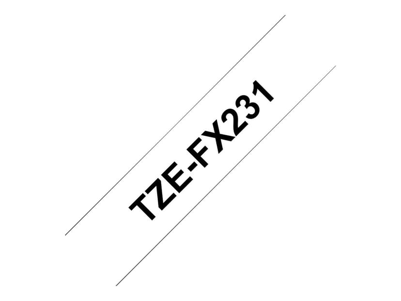 Brother Tape Svart ON Hvit 12mm - TZEFX231