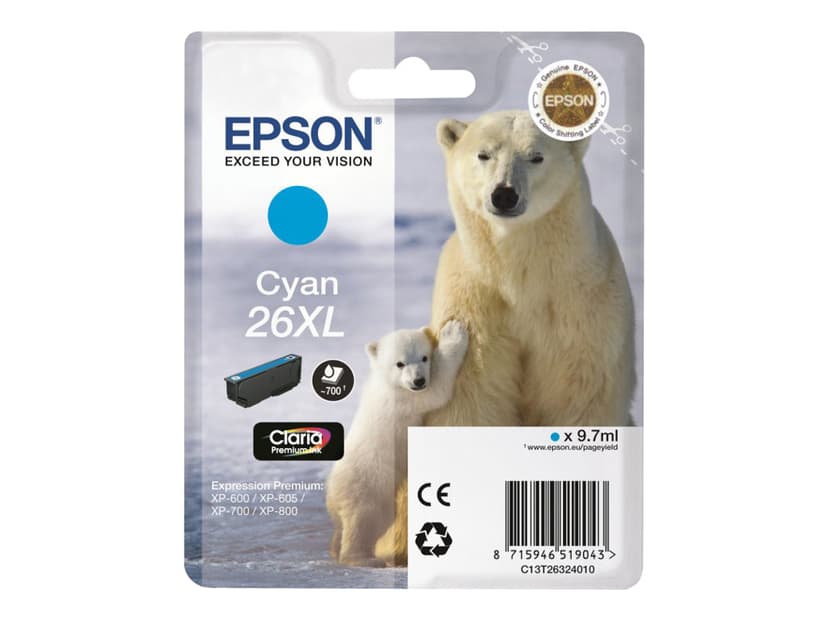 Epson Blæk Cyan 26XL Claria Premium