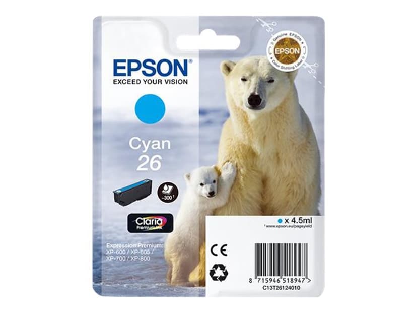 Epson Blæk Cyan 26 Claria Premium