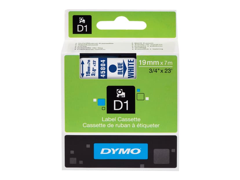 Dymo Tape D1 19mm Blue/White Bottom