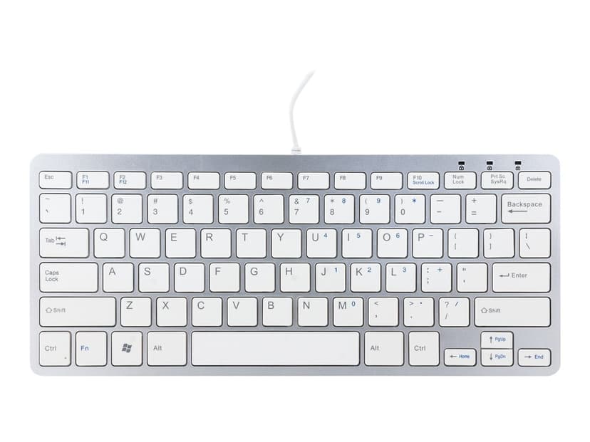 R-Go Tools Compact Keyboard Kabelansluten Tangentbord US Silver, Vit