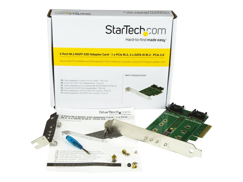 Startech 3PT M.2 SSD Adapter Card 1x PCIe (NVMe) 2x SATA M.2