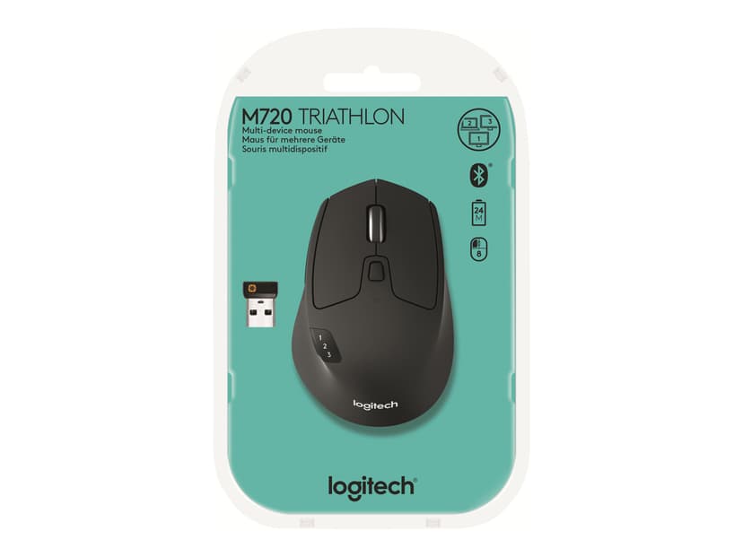 Logitech M720 Triathlon Wireless 1,000dpi Mus Trådlös Svart