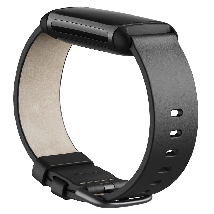 Fitbit Armband Leather Black Large Charge 5 Dustin.se