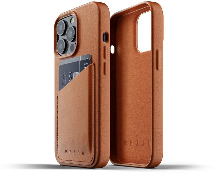Mujjo Full Leather Wallet Case iPhone 13 Pro Tan