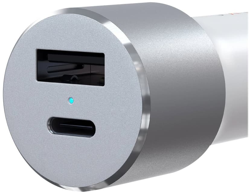 Satechi Billaddare PD 1 x USB-C och 1 x USB-A 72 Watt Silver