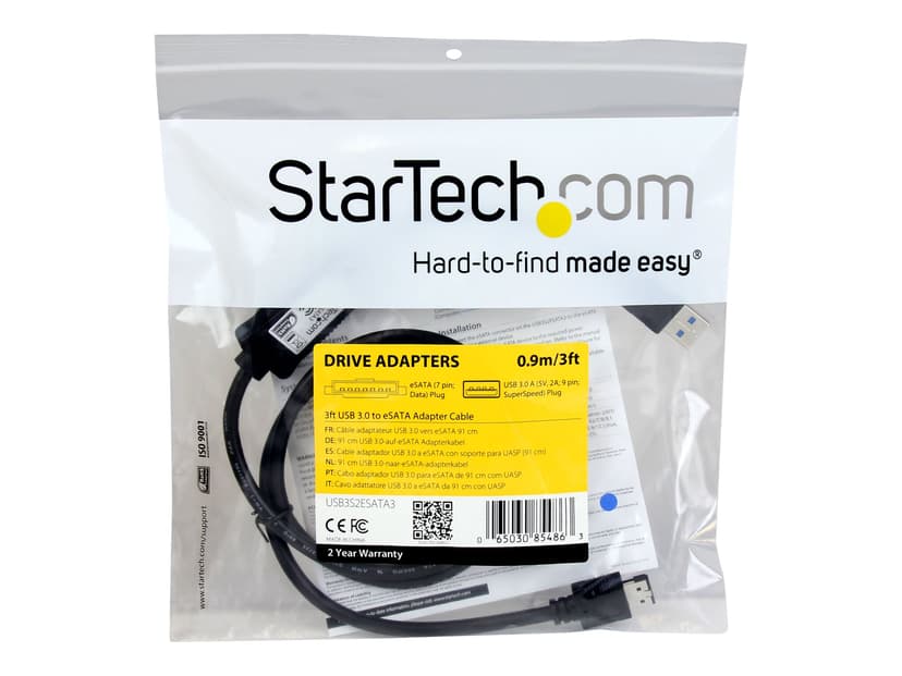 Startech USB 3.0 to eSATA Adapter Cable 7 pin ekstern Serial ATA Han USB Han