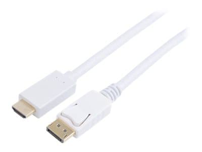 Prokord Displayport till HDMI 2M vit - Guldpläterad 2m DisplayPort Hane HDMI Hane