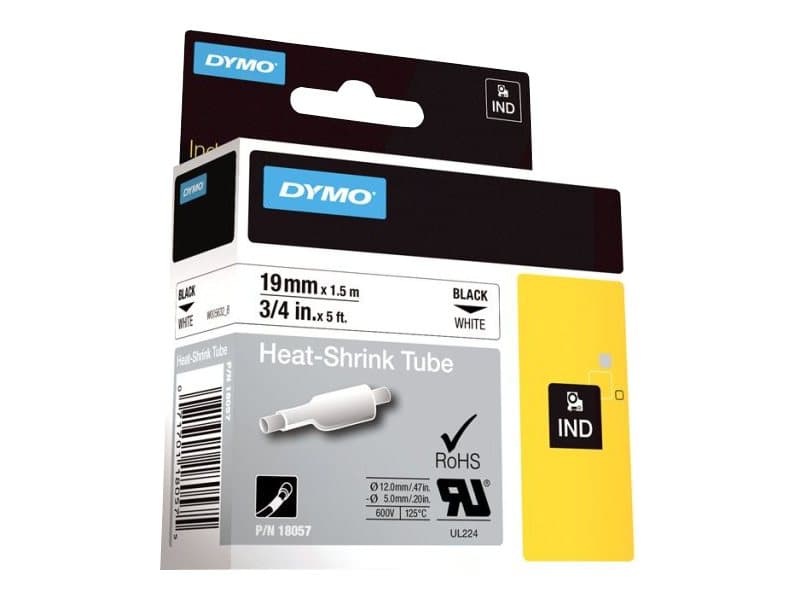 Dymo Tape RhinoPRO Heat Shrink 19mm Svart/Hvit