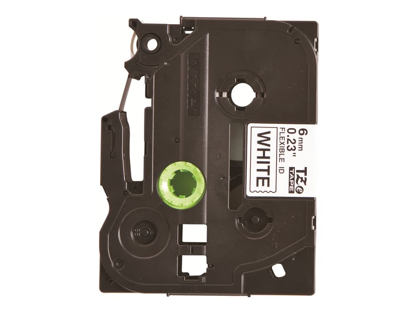 Brother Tape TZE-FX211 6mm Sort/Hvid Flexible
