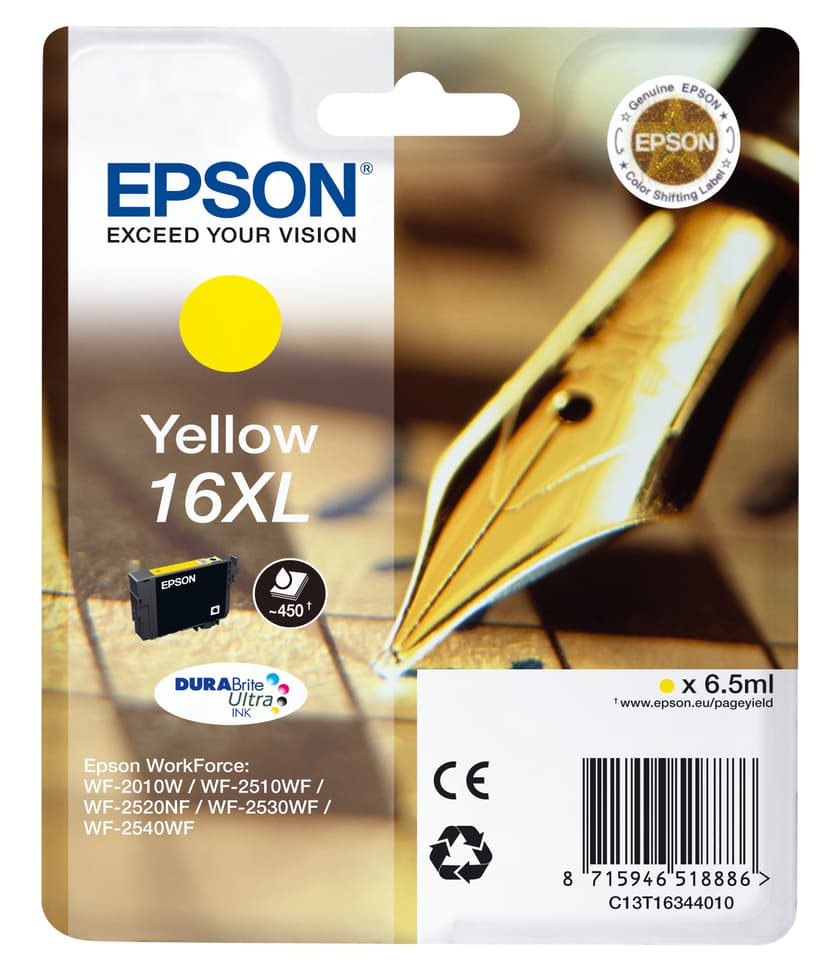 Epson Muste Keltainen XL T1634 - WF-2530WF/WF-2660DWF